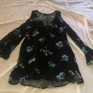 Black floral cold shoulder dress